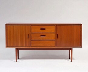 Mid Century Modern Teak Wood Sideboard Buffet Cabinet