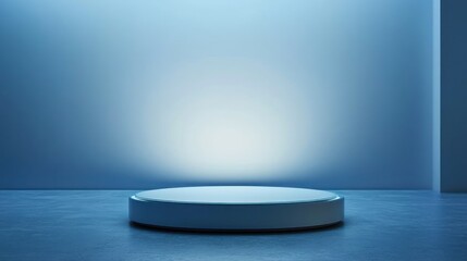 Minimalist Blue Studio Display Platform Scene