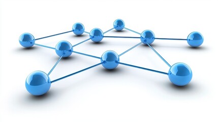 Fototapeta premium Blue Spheres Connected by Lines in Abstract Molecular Structure