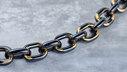 Elegant Black and Gold Chain Links Closeup