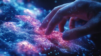 Fototapeta premium Exploring cosmic connections digital touch of the galaxy space art