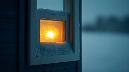 Fototapeta premium Cozy Light in Winter Window Scene