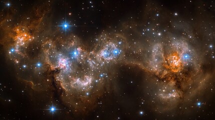 Naklejka premium Stunning Cosmic Cluster with Bright Stars and Nebulae in Space