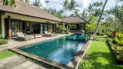 Fototapeta premium Luxurious Tropical Villa with Private Pool and Lush Gardens in Bali