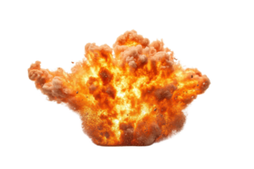 Dynamite flame explosion isolated on white background