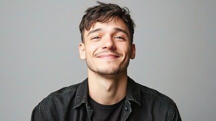 Obraz premium Handsome Smiling Young European Man with Short Dark Hair