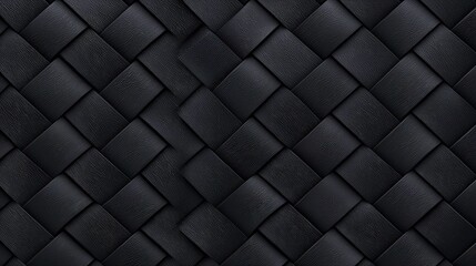 Fototapeta premium Black Leather Weave Texture Dark Luxury Background