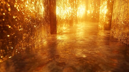 Fototapeta premium Golden Corridor: A Luxurious Architectural Vision