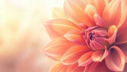 Fototapeta premium Closeup Peach Dahlia Flower Blossom Macro Photography