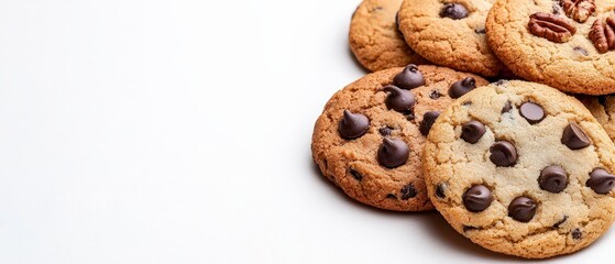 Delicious Homemade Chocolate Chip   Pecan Cookies on White