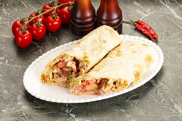 Shawarma with grilled chicken meat