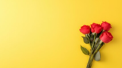 Obraz premium roses in front of yellow background
