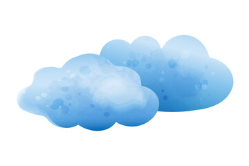 Blue clouds isolated on white background. Vector watercolor hand-drawn illustration
