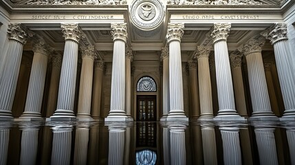 Obraz premium Grand Classical Architecture: Majestic Columns and Reflections