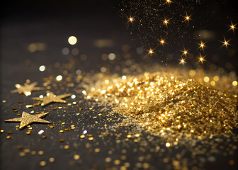 Golden Streamers With Sparkling Glitter
