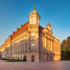 Obraz premium Generated image The Collegium Maius building of Adam Mickiewicz University in Poznan, bathed in golden sunlight