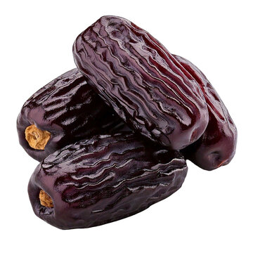Ajwa date isolated on transparent background, full depth of field