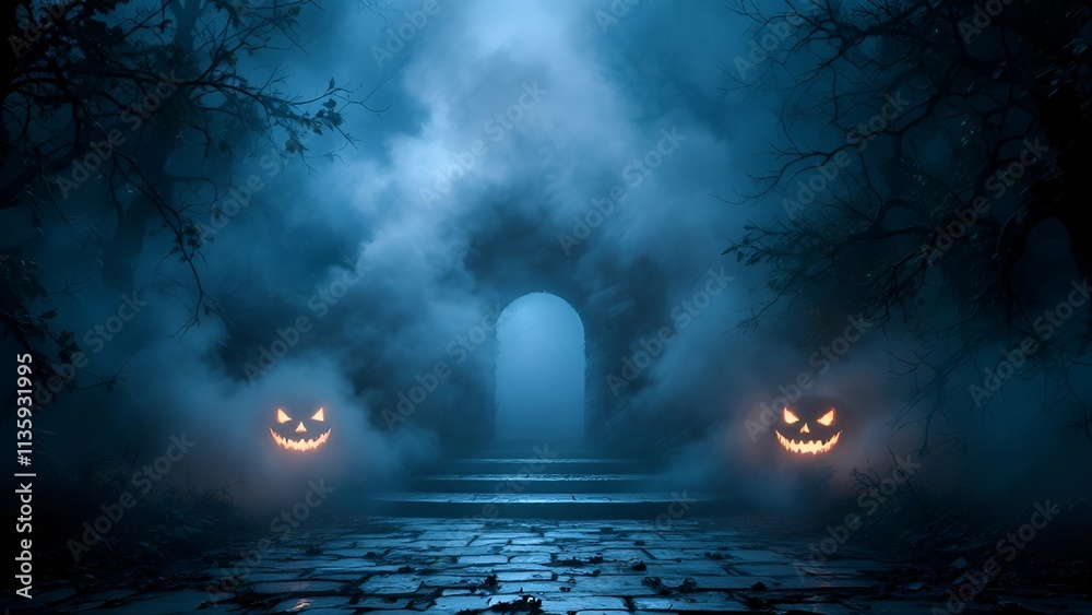 Canvas Prints smoke and fog effect with empty center - spooky halloween backdrop