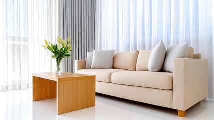 Soft Neutral Living Room with Natural Light