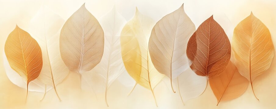 Transparent autumn leaves in soft gradient with - Powered by Adobe