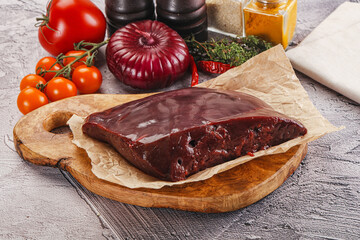 Raw beef liver for cooking