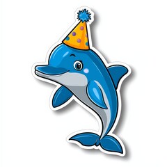 Cheerful Dolphin Sticker for Party Celebrations
