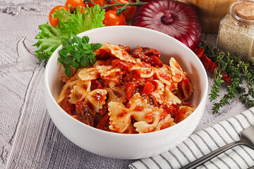 Italian pasta with dry tomato