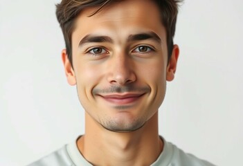 Serene half-length portrait of a young adult male
