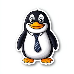Obraz premium Dapper Penguin Sticker with Tie Design