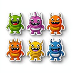 Colorful Cartoon Monsters Sticker Collection
