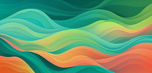 A vibrant digital abstract gradient wave background with a tropical feel, featuring colors like coral, turquoise, and lime green. The waves flow smoothly, evoking a beachy vibe.