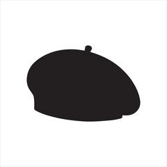 Black beret hat silhouette vector illustration on white background
