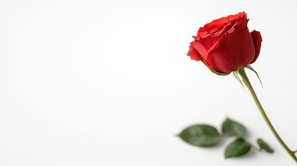 Obraz premium Elegant Red Rose on White Background