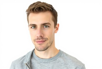 Fototapeta premium Half-length portrait of a 30-year-old male with a calm and neutral expression