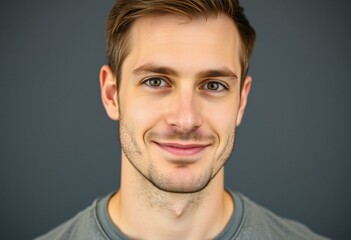 Fototapeta premium Half-length portrait of a young male with a neutral expression