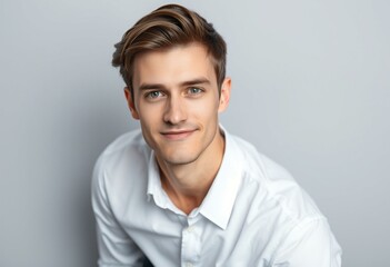 Obraz premium A neutral expression portrait of a 25-year-old male model