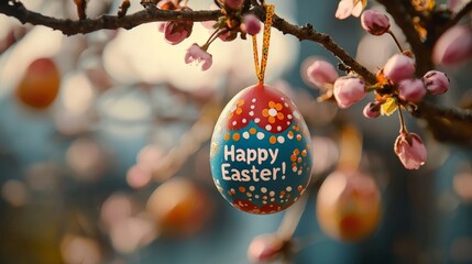 Obraz premium a painted easter egg with the text 