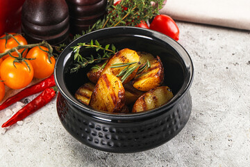 Grilled young small baby potato