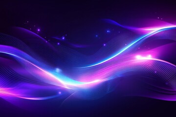 Fototapeta premium Abstract Purple Blue Neon Waves Digital Art Background