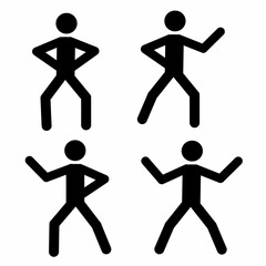 a man dancing, a stick man in different poses, a pictogram of a human figure isolated on a white background, a sketch