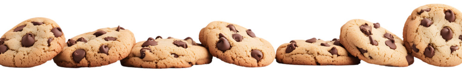 Chocolate Chip Cookies Border Bottom Transparent Background Cutout Isolated