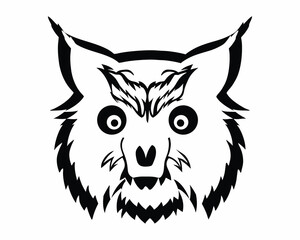 bobcat angry head top view, silhouette vector
