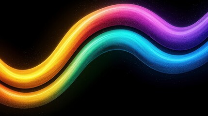 Abstract Colorful Rainbow Curves  Glowing Light Beams  Dark Background  Motion Design