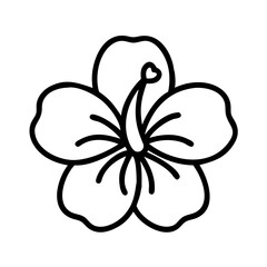 hibiscus flower icon, summer line art, summer icon - simple black line art icon of hibiscus flower, symbolizing summer celebrations. summer vector art.