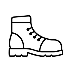 hiking boots icon, summer line art, summer icon - simple black line art icon of hiking boots, symbolizing summer celebrations. summer vector art.