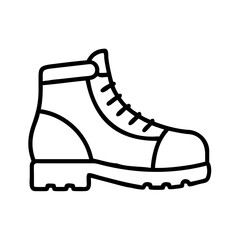 hiking boots icon, summer line art, summer icon - simple black line art icon of hiking boots, symbolizing summer celebrations. summer vector art.