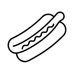 hot dog icon, summer line art, summer icon - simple black line art icon of hot dog, symbolizing summer celebrations. summer vector art.