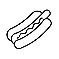 hot dog icon, summer line art, summer icon - simple black line art icon of hot dog, symbolizing summer celebrations. summer vector art.