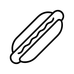 hot dog icon, summer line art, summer icon - simple black line art icon of hot dog, symbolizing summer celebrations. summer vector art.