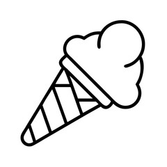 ice cream cone icon, summer line art, summer icon - simple black line art icon of ice cream cone, symbolizing summer celebrations. summer vector art.